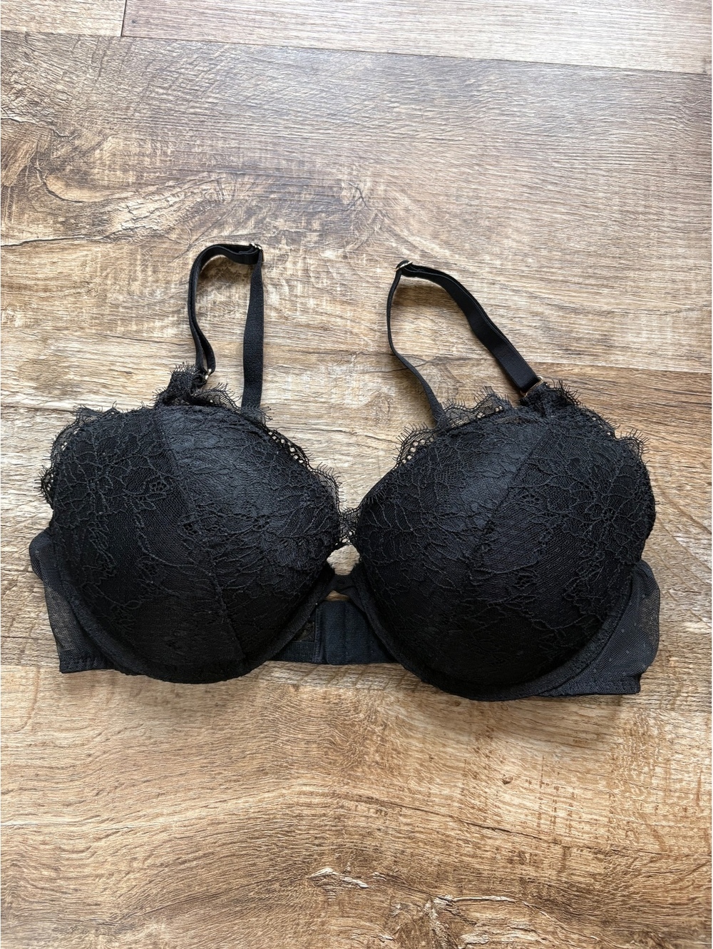 Gilligan & O'Malley Black High Apex Lace Bra Size 38C